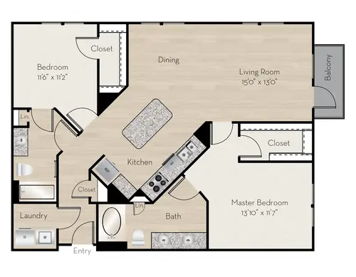 The Monarch Medical District Apartments Fort Worth Floorplan 7