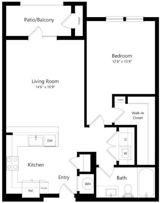 The Opal Roanoke Apartment Floorplan 1