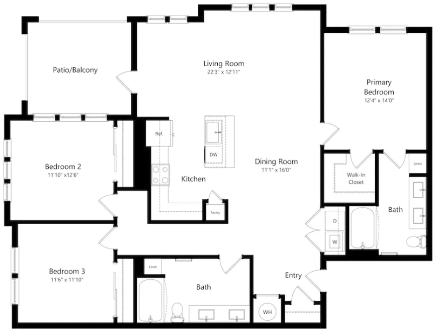 The Opal Roanoke Apartment Floorplan 15