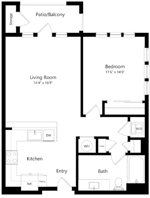 The Opal Roanoke Apartment Floorplan 2