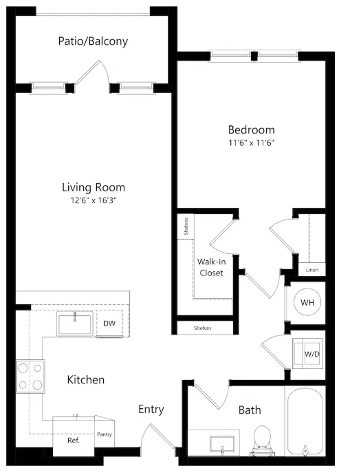 The Opal Roanoke Apartment Floorplan 3