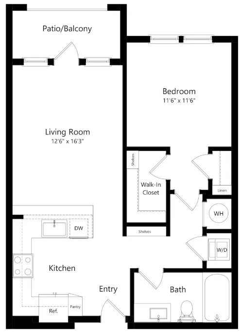 The Opal Roanoke Apartment Floorplan 6
