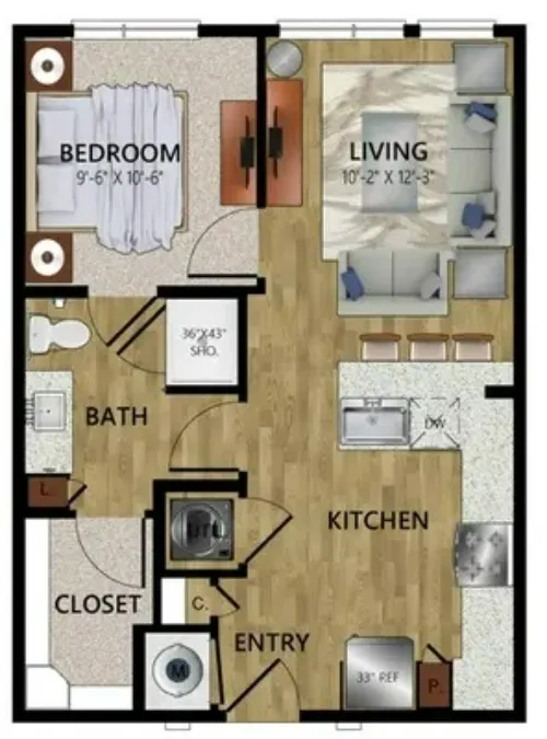 Trinity Highline Fort Worth FloorPlan 1