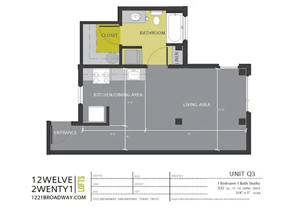 1221 Broadway Lofts San Antonio Floorplan 1