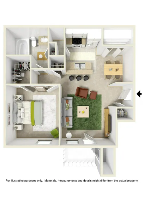 Acacia Park Apartments El Paso FloorPlan 1