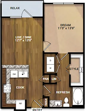 Centreport Landing Apartments Fort Worth Floorplan 1