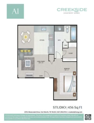Creekside Apartment Homes Fort Worth Floorplan 1