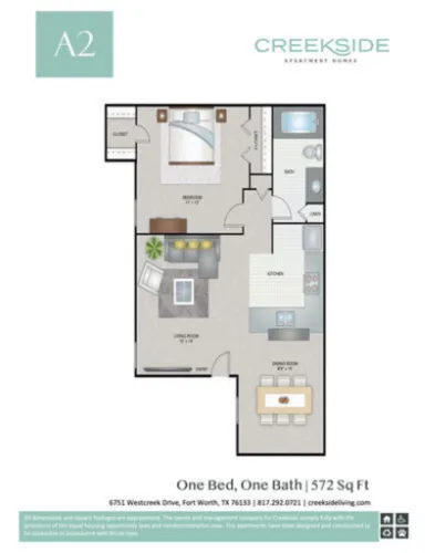 Creekside Apartment Homes Fort Worth Floorplan 3