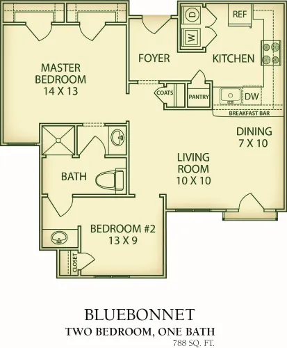Evergreen At Hulen Bend Fort Worth Floorplan 1