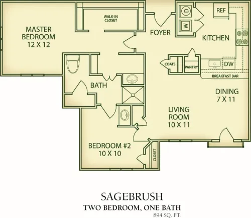 Evergreen At Hulen Bend Fort Worth Floorplan 2