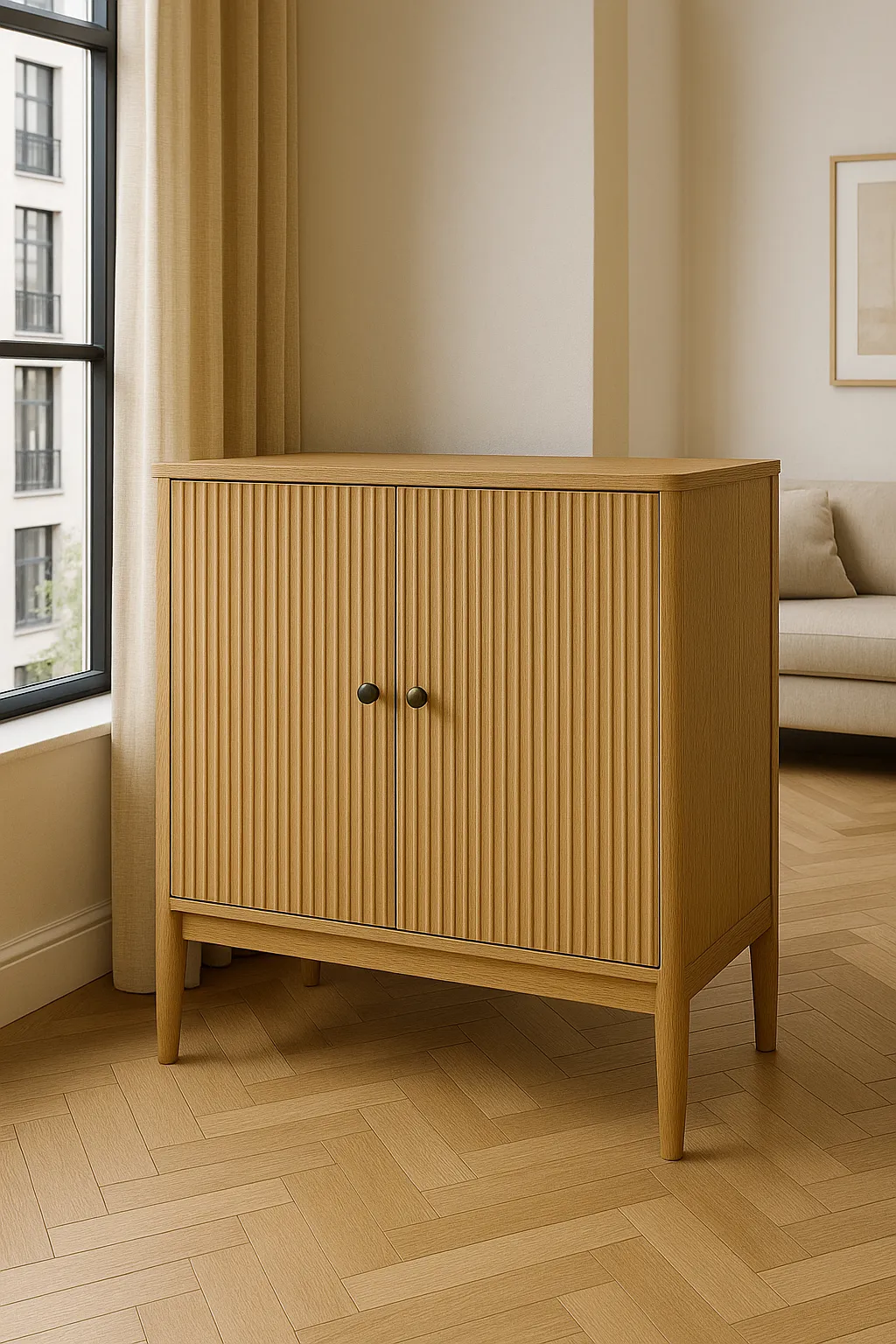 Fluted Cabinet For Modern Apartments