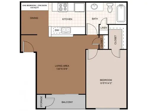 Foxglove Apartments El Paso Floorplan 1