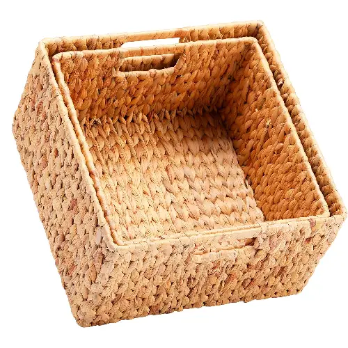 HOONEX Water Hyacinth Storage Basket for Organic Modern Bathroom