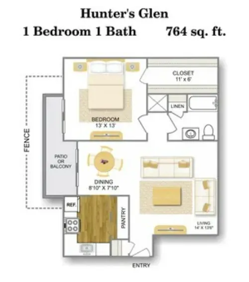 Hunter's Glen Apartments San Antonio FloorPlan 1