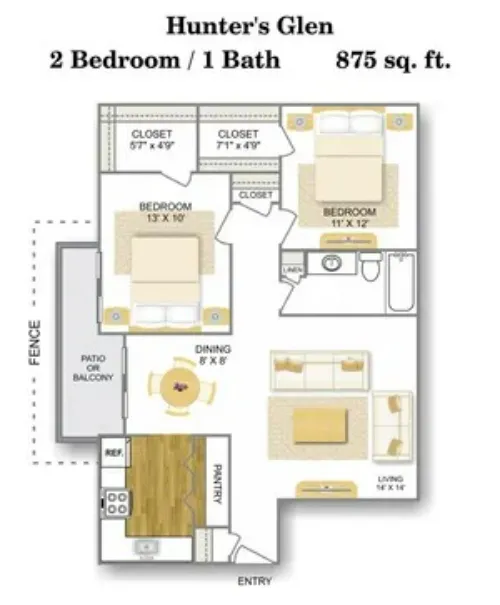 Hunter's Glen Apartments San Antonio FloorPlan 3