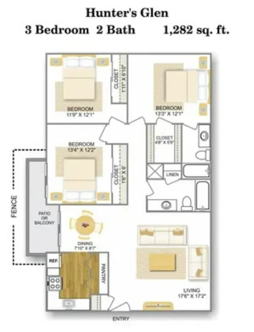 Hunter's Glen Apartments San Antonio FloorPlan 6