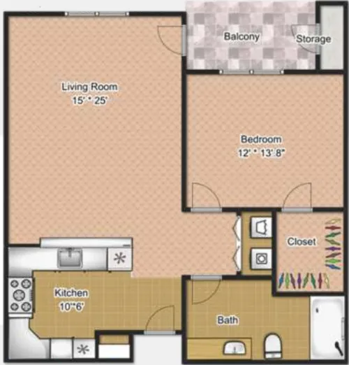 Lindbergh Parc Senior Apartments Fort Worth FloorPlan 1