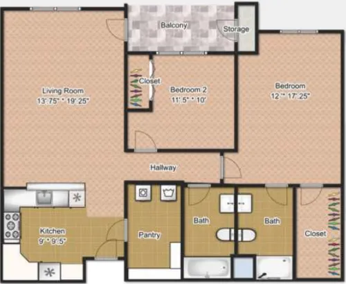 Lindbergh Parc Senior Apartments Fort Worth FloorPlan 2