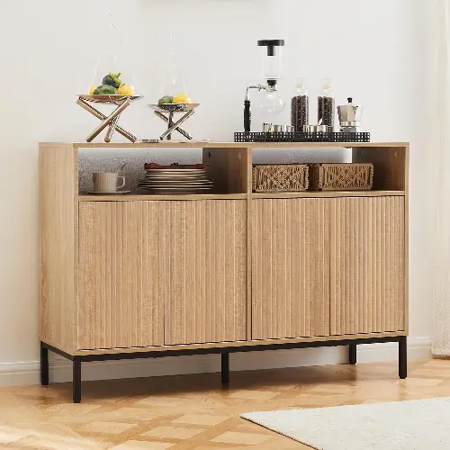 Mericonia Farmhouse Buffet Sideboard Fluted Cabinet
