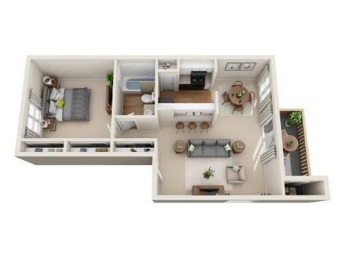Mesa Village Apartments El Paso Floorplan 1