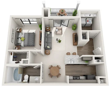 Overlook Exchange Apartments San Antonio Floorplan 1