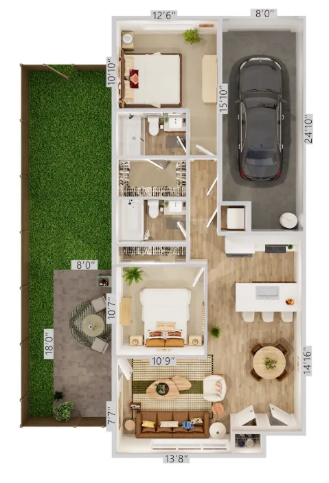 Oxenfree West Oak Fort Worth Apartment Floorplan 1