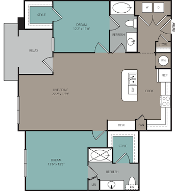 Ridgeline at Rogers Ranch Apartments San Antonio Floorplan 9