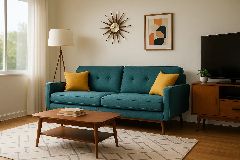 Sample Room Transformation From Basic to Mid Century Chic