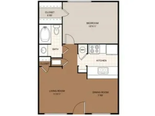 San Pedro Apartments El Paso FloorPlan 1