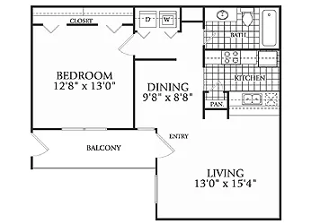 Steeplechase Fort Worth Apartment Floorplan 1