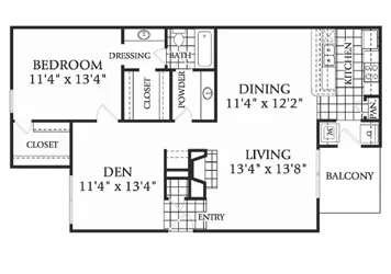 Steeplechase Fort Worth Apartment Floorplan 3