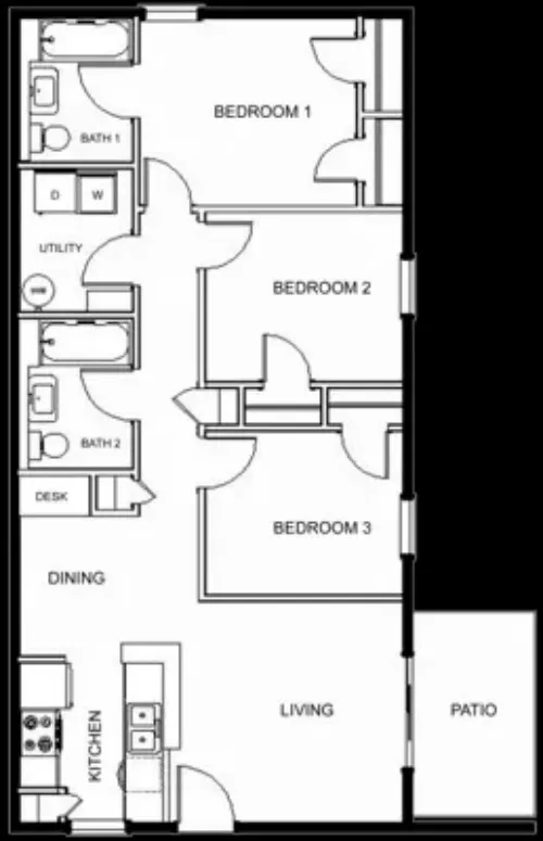 The Meridian Fort Worth FloorPlan 3