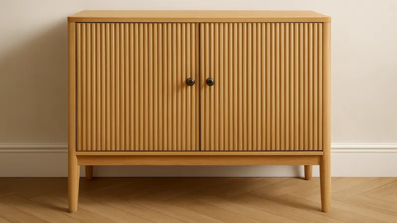 fluted wood cabinet