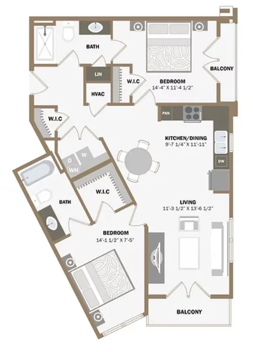 100 Labor Downtown Apartments San Antonio FloorPlan 21