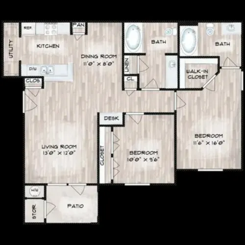 Artisan at Mission Creek Apartments San Antonio FloorPlan 2