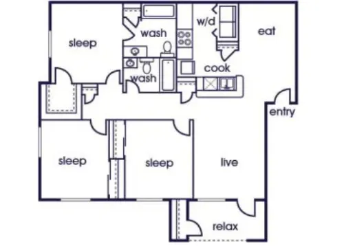 Bonito Parque Apartments San Antonio FloorPlan 3