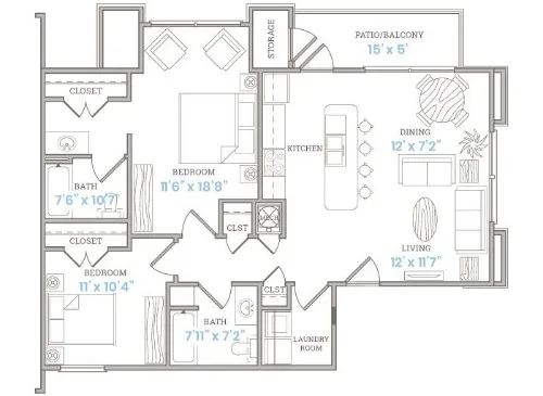 Catalina West Apartments Lubbock FloorPlan 2
