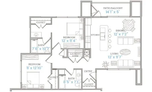 Catalina West Apartments Lubbock FloorPlan 3