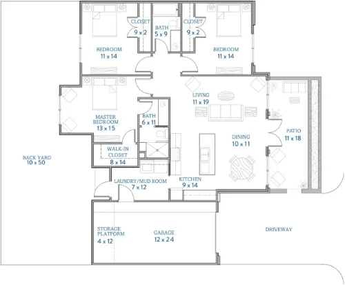 Catalina West Apartments Lubbock FloorPlan 4
