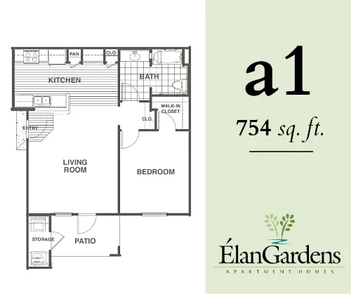 Elan Gardens Apartments San Antonio Floorplan 1