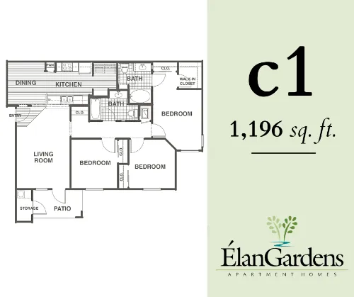 Elan Gardens Apartments San Antonio Floorplan 7