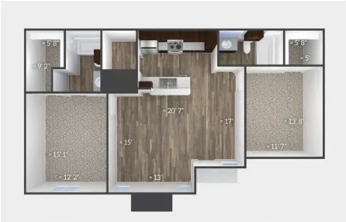 Escondido Apartments floor plan 3