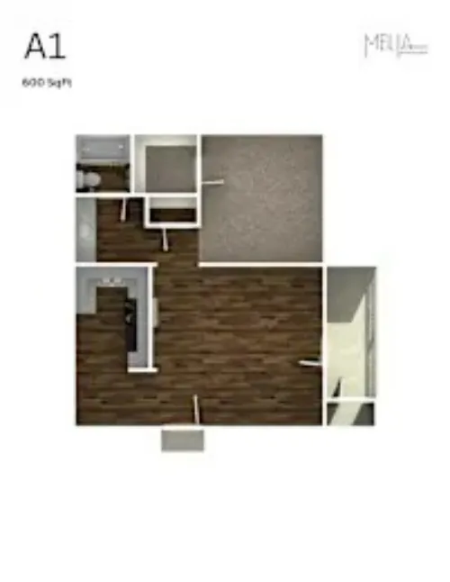 Melia Apartments San Antonio FloorPlan 1
