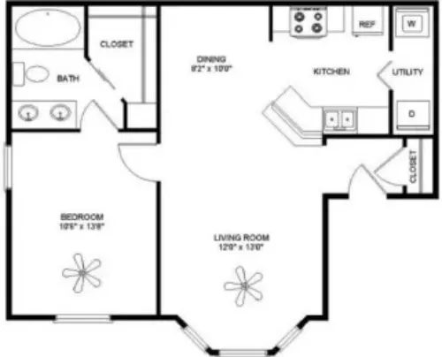 Mission Oaks Apartments San Antonio FloorPlan 2