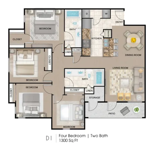 Palo Alto Apartment Homes San Antonio Floorplan 3