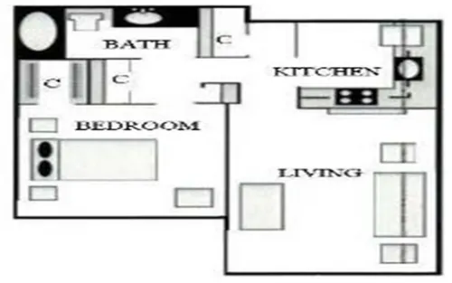 Park Tower Apartments Lubbock FloorPlan 1