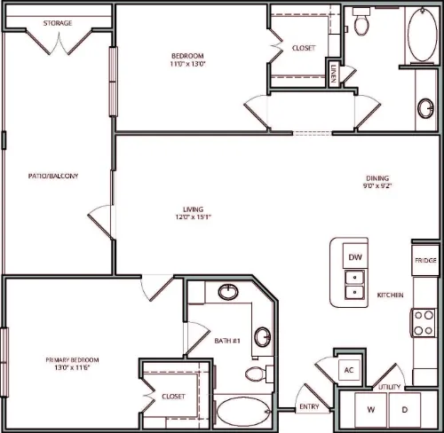 Savannah Oaks Apartments floor plan 5