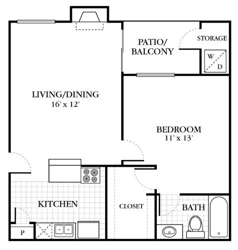 The Abbey at Medical Center San Antonio Floorplan 1