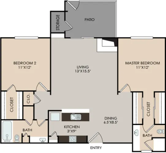 The Mission at Medical Apartments San Antonio Floorplan 14