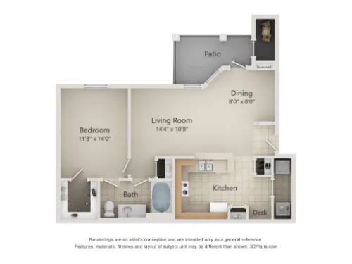 The Ravinia Apartments San Antonio Floorplan 1